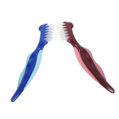PACKOVE 2pcs Firm Toothbrush for Dentures Denture Cleaning Brush Double-Sided Toothbrush Head Travel Brush
