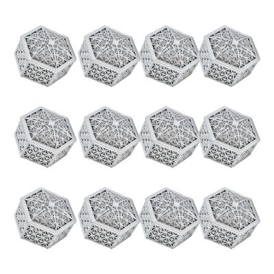 Grcfumo 12 Pcs Hollow Out Hexagon Candy Boxes, Wedding Favor Boxes, Plastic Candy Case Container for Christmas Birthday Party Decoration (Golden hexagon) (Silver hexagon)