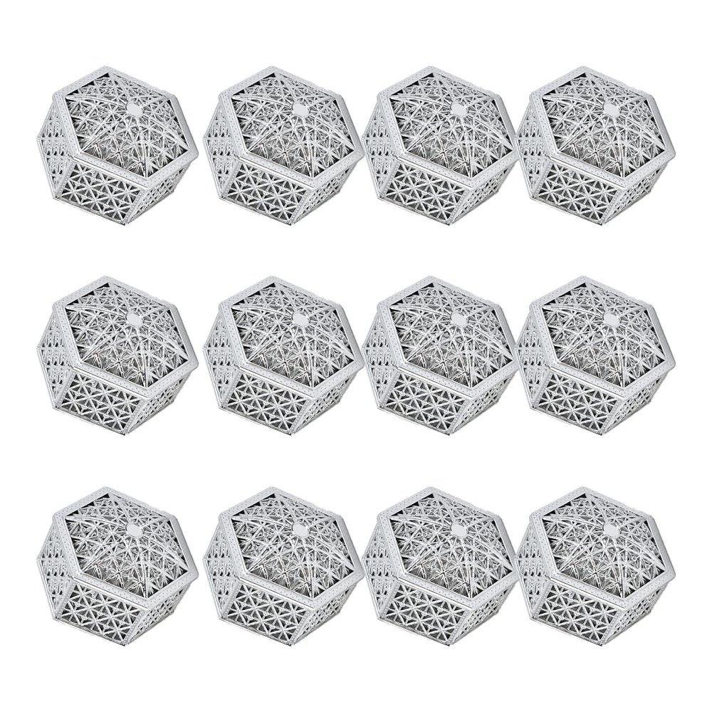 Grcfumo 12 Pcs Hollow Out Hexagon Candy Boxes, Wedding Favor Boxes, Plastic Candy Case Container for Christmas Birthday Party Decoration (Golden hexagon) (Silver hexagon)