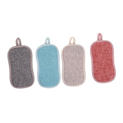NIYANGLE 4Pcs Double Sided Dishwashing Sponge Pad Strong Absorption Kitchen Scrubber for Daily Cleaning Random Colors Durable Non Deforming Scouring Pad for Dish Cleaning