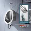 Wall Mounted Men's Flushing Urinal,304 Stainless Steel Urinal with Hand-Press Flush Valve,Intelligent Sensor Flush Urinal,Commercial Flush Urinal,for Bathroom,Hotel,Public Places,A-Floordrain view 3