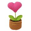 Weaving mini love potted plants, mini knitted potted plants, finished office decorations (Rose Red) view 1