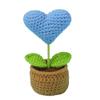 Weaving mini love potted plants, mini knitted potted plants, finished office decorations (blue) view 1
