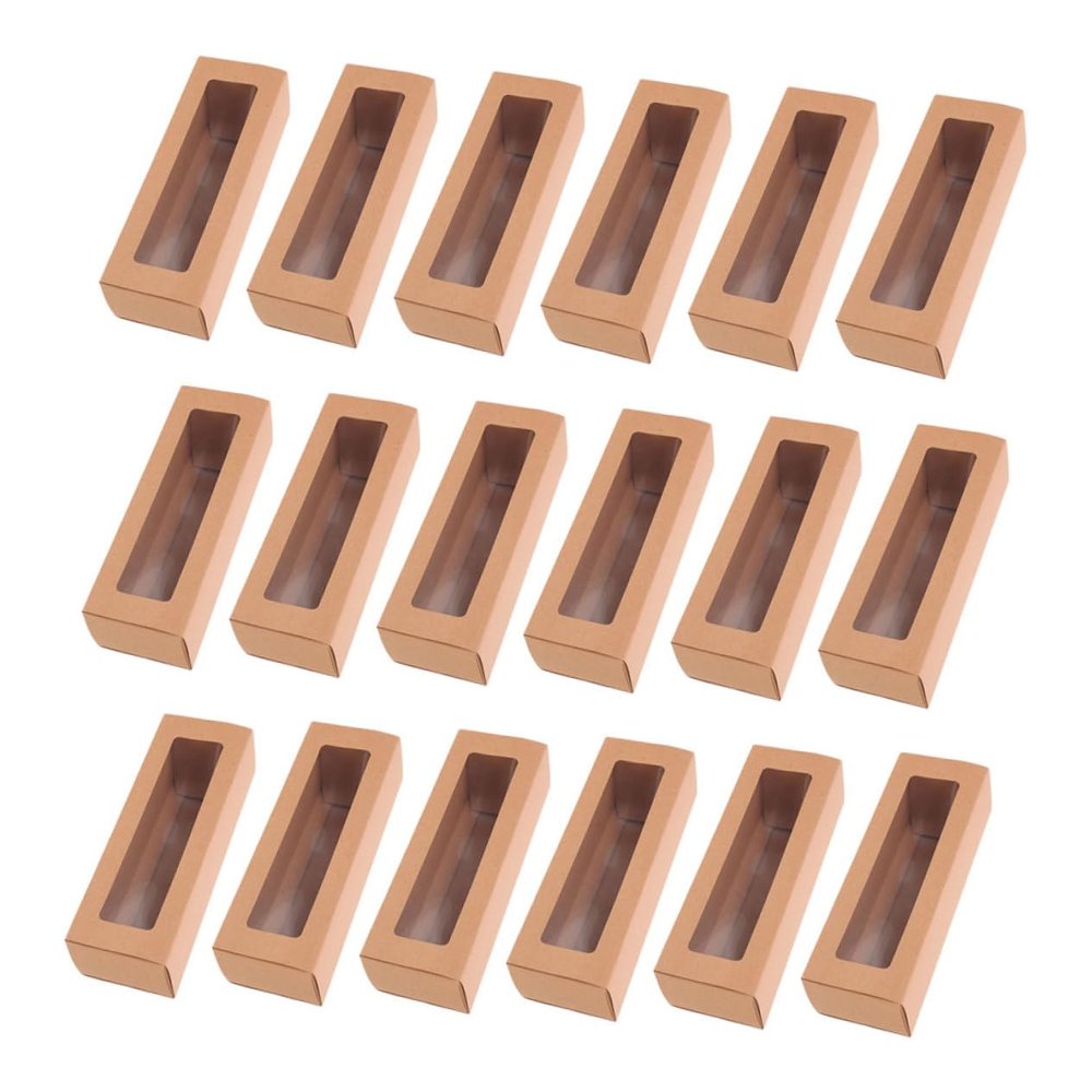 Cabilock 25pcs Macaron Boxes Window Kraft Paper Baking Boxes for Retail Cookies Storage
