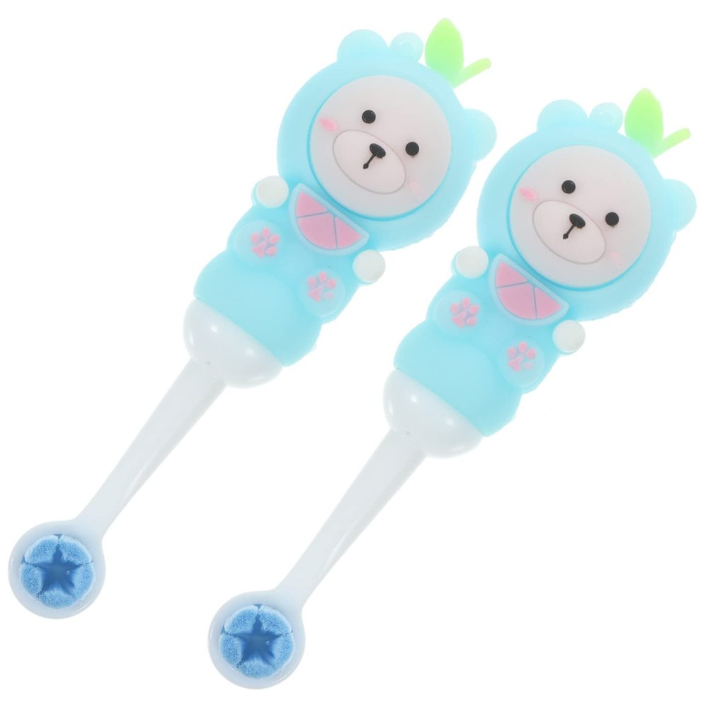 MUCKLILY 2Pcs Cute Bear Toothbrushes Soft Bristle Design for Boys Gentle Manual Toothbrush for Years Teeth Cleaning Fun Brushing Experience
