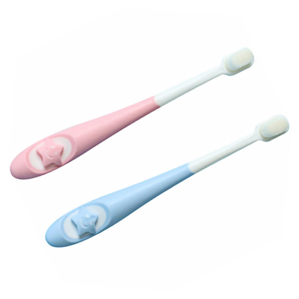 WRITWAA 2Pcs Toothbrush Ergonomic Tooth Cleaning Brush for Newborns Cartoon Star Design Hair for Gentle Oral Care