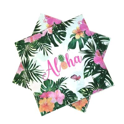 40 Pcs Hawaiian Luau Napkins for Aloha Happy Birthday Party Supplies Tropical Tiki Themed Paper Napkins Disposable Summer Pool Beach Party Favors 6.5in