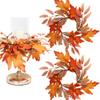 2 Pieces Pumpkins Candle Rings Wreaths Fall Thanksgiving Day Ring Holder with Maple Leaves Berries Wreath Mini Autumn Artificial for Wedding,Door Tabletop Decoration (Orange) view 2