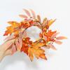2 Pieces Pumpkins Candle Rings Wreaths Fall Thanksgiving Day Ring Holder with Maple Leaves Berries Wreath Mini Autumn Artificial for Wedding,Door Tabletop Decoration (Orange) view 4