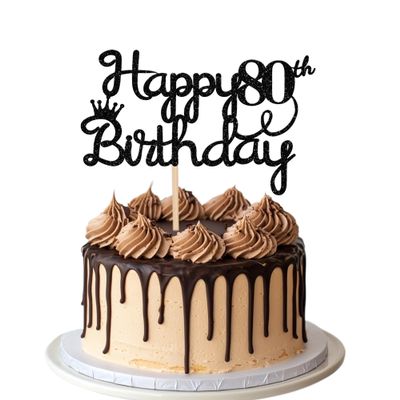 1PCS Happy 80th Birthday cake Topper Glitter 80 Fabulous Cake Pick Eighty Cheers to 80 Years Old Cake Decorations for Celebrating Theme 80th Birthday Party Cake Decorations Supplies