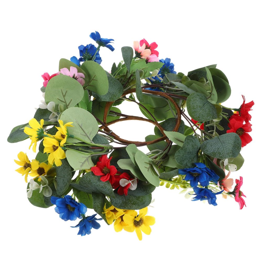 BESTYASH 2Pcs Artificial Eucalyptus Leaf Candle Rings Floral Wreaths for Table Centerpieces Lightweight Decorative Wreaths for Weddings Parties Home Decor