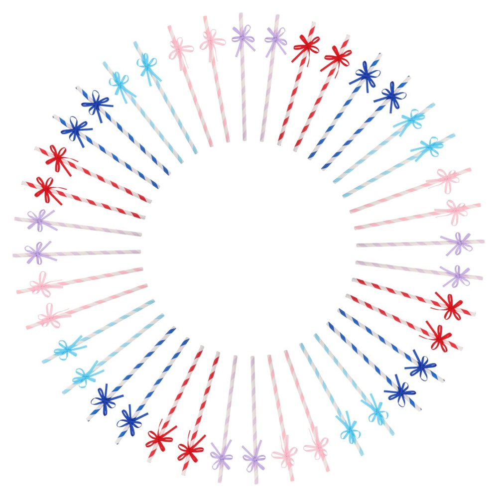 PRETYZOOM 50Pcs Bow Tie Straws Creative Disposable Straws for Birthday Shower Wedding Parties Elegant Dessert Straw Picks for Versatile Celebrations