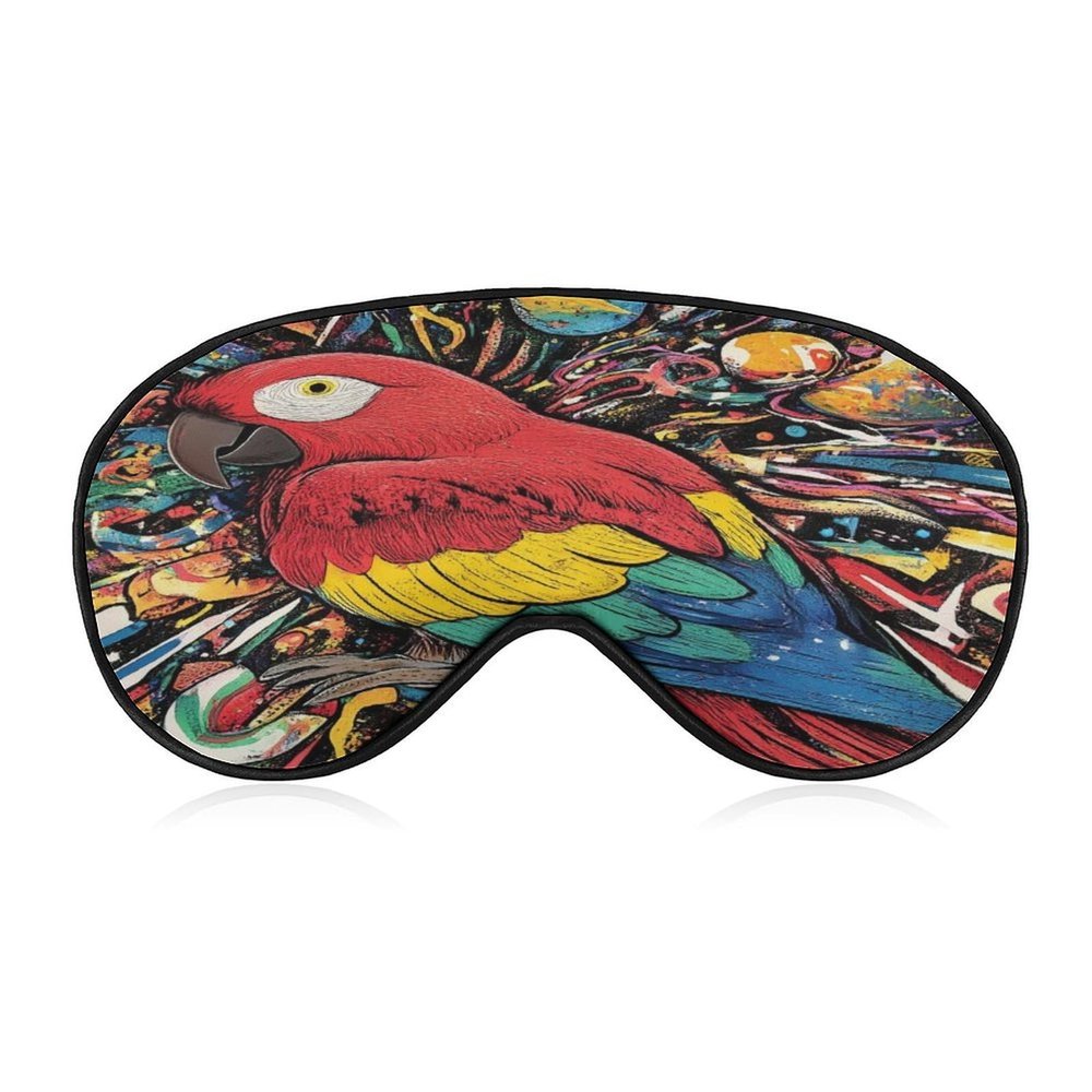 Adult Blackout Beautiful Parrot Space Art Eye Mask,Sleep Masks with Adjustable Elastic Strap, Night Blindfold for Rest Travel Airplane Home