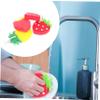 TOBBOMEY 4Pcs Adorable Fruit Thick Scrub Sponge Set Non-Scratch Kitchen Dishwashing Sponges for Effortless Cleaning Cute Cartoon Design for Kitchen Supplies view 4