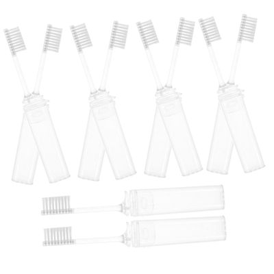 10pcs Travel Toothbrush Kit with Cover Folding Tooth Brush Transparent Potable Travel Size Mini Toothbrush Foldable Manual Tooth Brushes for Camping School