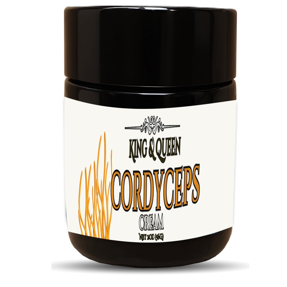 Cordyceps Mushroom Cream Endurance & Vitality Support | Cordyceps militaris Extract Reishi Lions Mane Chaga Turkey Tail | Cordyceps 2 oz King & Queen Wellness