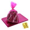 100 Pcs 15 x 23 cm Small Cellophane Gift Bags Solid Color Treat Bags Transparent Goodie Bag Cello Gift Packages Clear Plastic Party Favor Bag with Ties for Birthday Holiday Pink view 1