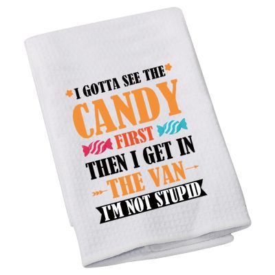 Dark Humor Free Candy Van Tea Coffee Towel I Gotta See The Candy First Kitchen Towel Best Friend Goth Housewarming Gift (The Candy)