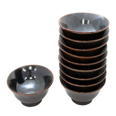 Castle Enterprises Premium Noodle Craftsman Kits, Warped Round Highland, Ramen Donburi, Kiln Oil Droplets (Diameter 8.5 inches (21.5 cm), Height 3.5 inches (9 cm), Weight 28.2 oz (800 g), Capacity