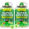 2 PACK Organic Super Greens Daily Superfood Gummies + Probiotics, Spirulina, Chlorella Spinach Broccoli, Prebiotic Fiber, Mushroom -Rich in Vitamins & Antioxidants - Digestive, Focus, Energy, No Sugar view 1