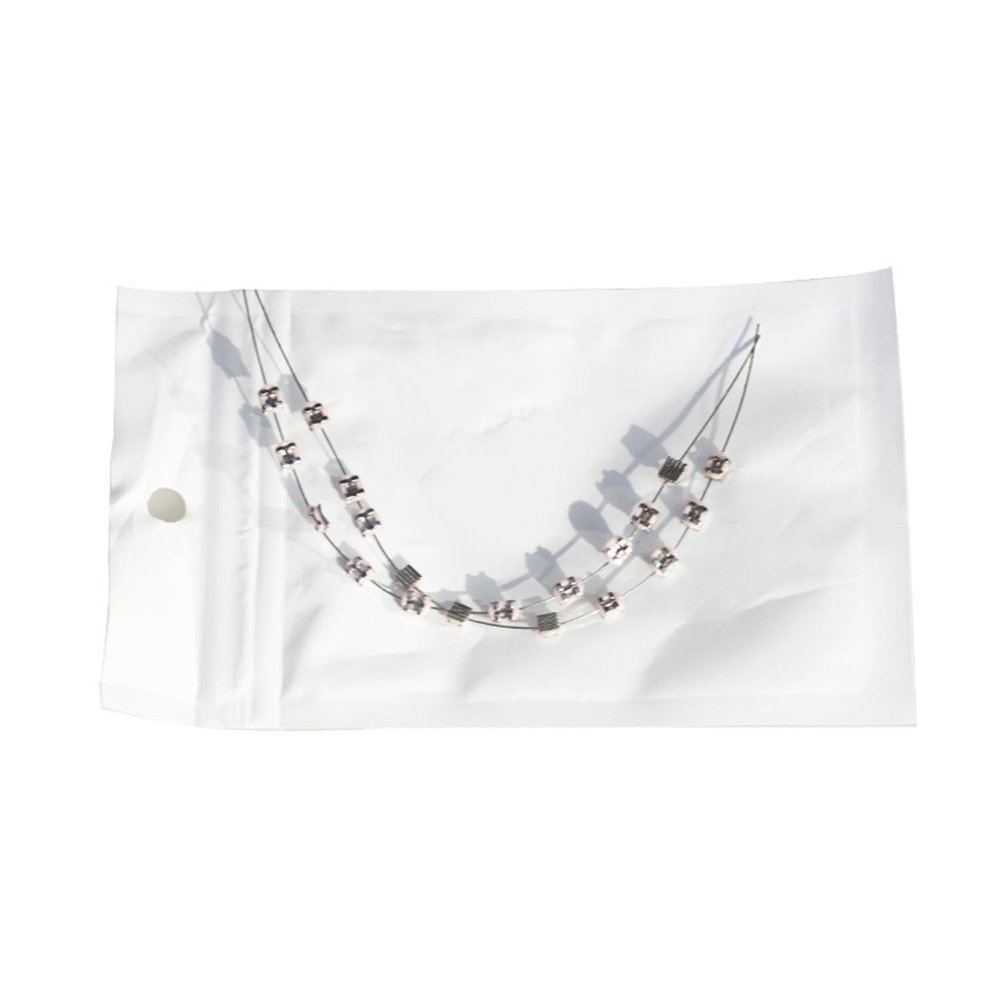 1 Pack Temporary Tooth Decoration with Metal Wires,Metal Bracket and Orthodontic Ligature Ties,Practice Props for Dental Students (Pink)