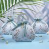 20 PCS Small Gift Boxes, Flower & Bird Party Favor Boxes Goodie Bags with Handle, Velvet Bow, Pearl Pendant for Wedding Anniverary Valentine's Day Birthday Party Presents 4"x5.1"x1.4"(Mist Blue) view 3