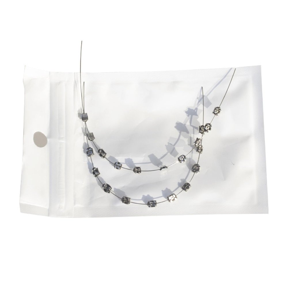1 Pack Temporary Tooth Decoration with Metal Wires,Metal Bracket and Orthodontic Ligature Ties,Practice Props for Dental Students (Black)