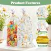 100 Pcs Flower Goodie Bags with Twist Ties, 4.9x11.8 Inches Flower Plastic Candy Clear Bag, Seamless Floral Design for Wedding Birthday Party Favors, Baby Shower, Garden Party & Candy Packaging view 3