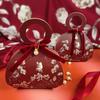 20 PCS Small Gift Boxes, Flower & Bird Party Favor Boxes Goodie Bags with Handle, Velvet Bow, Pearl Pendant for Wedding Anniverary Valentine's Day Birthday Party Presents 4"x5.1"x1.4"(Wine Red) view 3