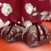20 PCS Small Gift Boxes, Flower & Bird Party Favor Boxes Goodie Bags with Handle, Velvet Bow, Pearl Pendant for Wedding Anniverary Valentine's Day Birthday Party Presents 4"x5.1"x1.4"(Wine Red) view 4