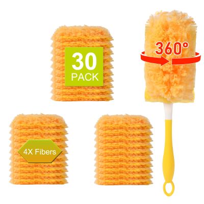 30 Count Larger Size Duster Refills for Swiffer Dusters with 1 Handle - 360 Multisurface Larger Size Feather Duster, Disposable Duster Refills Kit for Cleaning Furniture, Blinds and Ceiling Fans