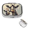 Retro Griaffe Pill Box Round Pill Case for Pocket Purse 2 Compartment Medicine Pill Organizer Cute Portable Travel Pillbox Vitamin Cod Liver Oil Storage Box Unique Gift Organizer view 1