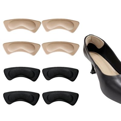 Heel Grips Heel Pads for Loose Shoes, Shoe Inserts Fillers for Too Big Shoes, Anti-Slip Heel Cushions Prevent Blisters Improve Fit & Comfort, 8 Pairs Pale Apricot & Black (A)