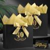 JMANNI Black Gold 40th Birthday Gift Bag with Card and Tissue Paper, 12.6"9.84"3.9" Elegant Present Bag for Adults, 40 Year Old Birthday Keepsake Party Supplies view 2