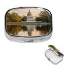 White House Lake View Pill Box Round Pill Case for Pocket Purse 2 Compartment Medicine Pill Organizer Cute Portable Travel Pillbox Vitamin Cod Liver Oil Storage Box Unique Gift Organizer view 1