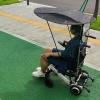 HDXWIFD Universal Electric Wheelchair Sunshade Canopy Awning, Adjustable Folding Rain Sun Shade Wheelchair Canopy, Water Resistant Black with UV Protection Clear view 1