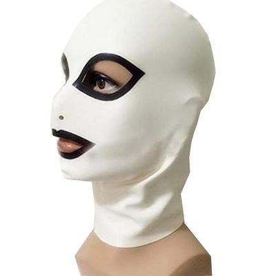 WJPTDKJ Latex Hood Exposed Eyes and Mouth Rubber Head Mask Halloween Full Face Mask Back Zipper Handmade for Unisex(Size:L-68CM)