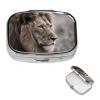 Wildlife Lion Pill Box Round Pill Case for Pocket Purse 2 Compartment Medicine Pill Organizer Cute Portable Travel Pillbox Vitamin Cod Liver Oil Storage Box Unique Gift Organizer