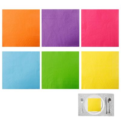 120PCS Cocktail Napkins Disposable 2 Ply 6 Colors Paper Napkins 4.9x4.9 Inch for Party Decorations Bar Buffets Weddings Birthday Gatherings Tableware