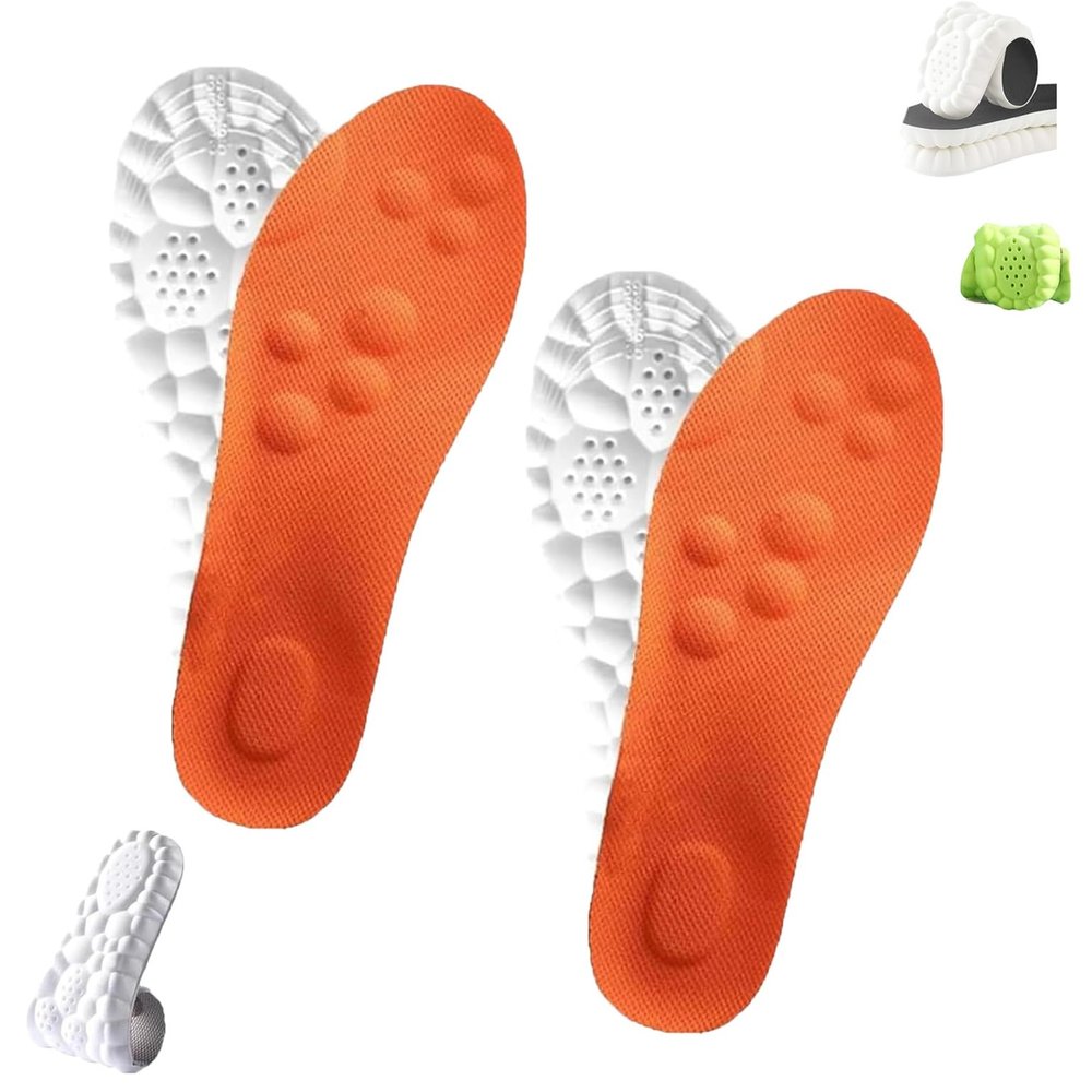 2 Pairs Footstr Insoles, Footstr Insolex, 4d Cloud Technology Sweat-Absorbentsports Insole with Arch Suppor, 2 Pairs Breathable Memory Foam Shoe Inserts for Men & Women (2 PC Orange, 37/38)