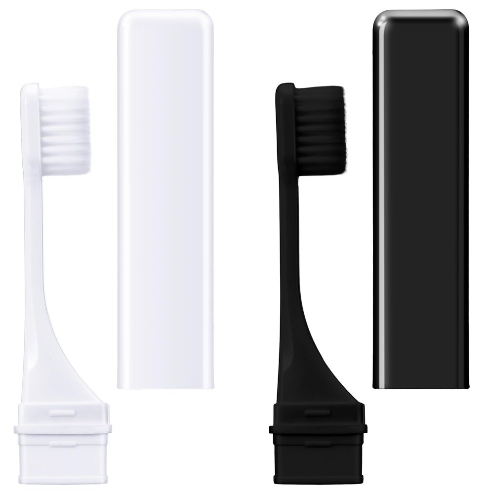 Patelai 2 Pcs Travel Toothbrush Mini Foldable with Case,Black White