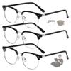 Blue Light reading Glasses for Man women Half Frame Metal Readers Photochromic Anti-UV magnifying (Silver & Black-Black-3pcs,1.0) view 1
