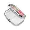 Pretty Lotus Plant Pattern Pill Box with Mirror 2 Compartment Metal Square Small Pill Case for Purse Pocket Portable Pill Container Holder Travel Medicine Organizer for Vitamin Fish Oil Supplement view 2