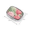 Pretty Lotus Plant Pattern Pill Box with Mirror 2 Compartment Metal Square Small Pill Case for Purse Pocket Portable Pill Container Holder Travel Medicine Organizer for Vitamin Fish Oil Supplement view 3