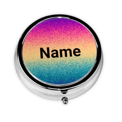 Vintage Patterns Custom Round Pill Box with Mirror Personalized Name Photo Text Logo Pill Case Customized Small Travel 2 Compartment Metal Medicine Container Vitamin Organizer