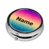 Vintage Patterns Custom Round Pill Box with Mirror Personalized Name Photo Text Logo Pill Case Customized Small Travel 2 Compartment Metal Medicine Container Vitamin Organizer view 2
