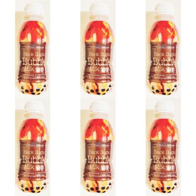 Black Sugar Bubble Milk Tea, Taiwan Classic with Starch Balls, 350ml, 6 Bottles