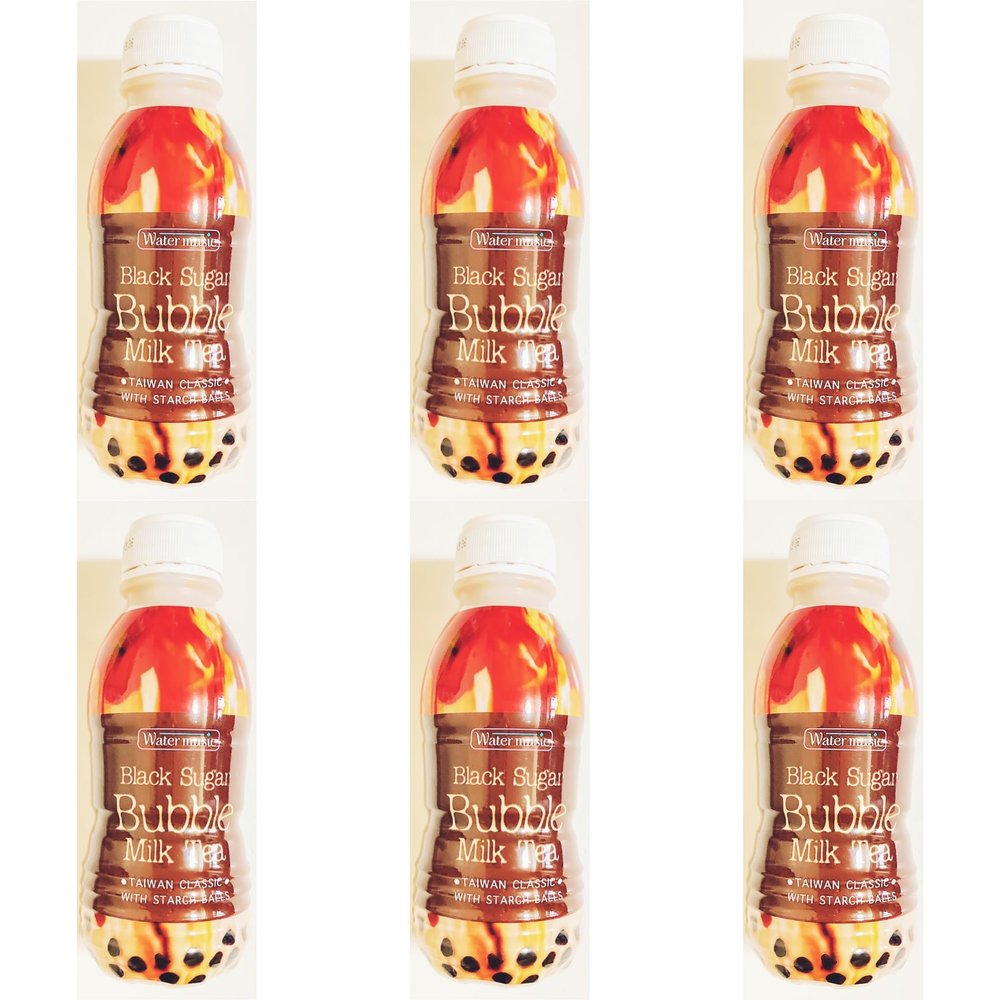 Black Sugar Bubble Milk Tea, Taiwan Classic with Starch Balls, 350ml, 6 Bottles