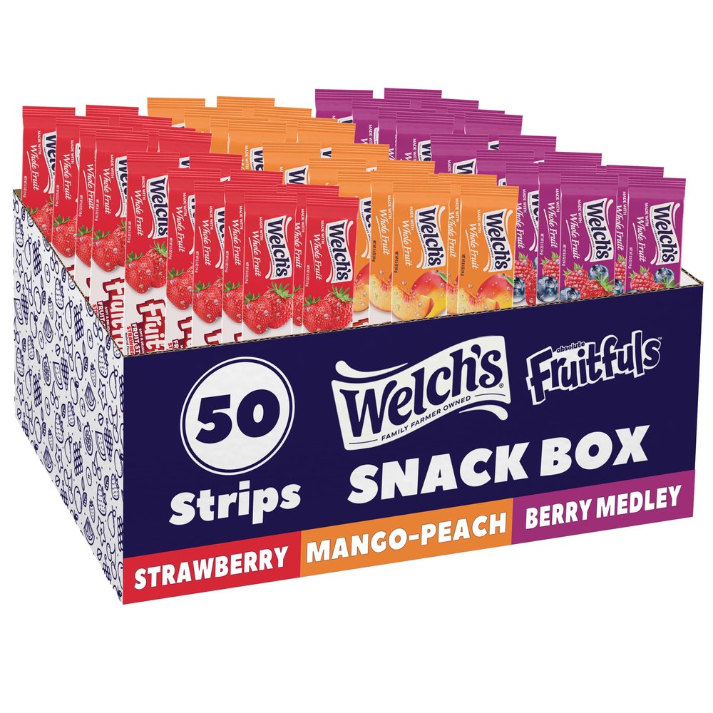 Welch's Absolute Fruitfuls Fruit Strips, Variety Pack, 0.5 oz, 50 Ct