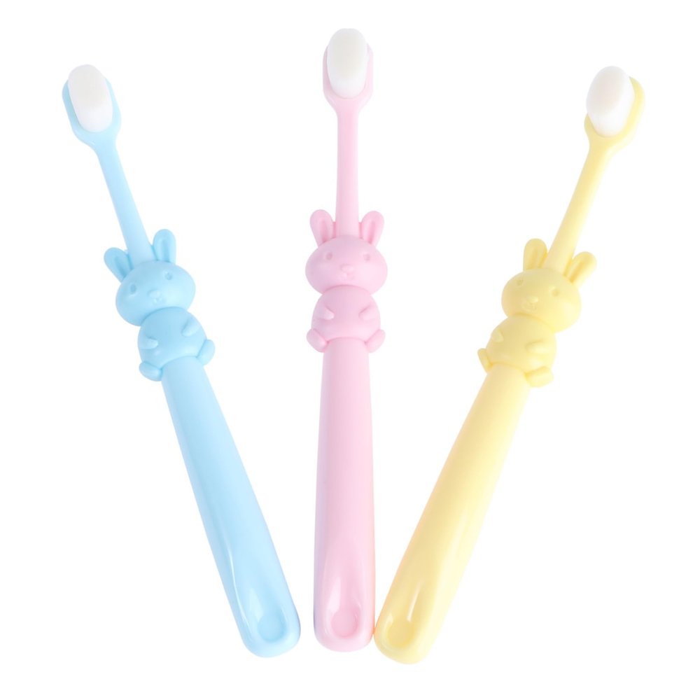 FOMIYES 3Pcs Cartoon Toothbrush for Soft Bristle Toothbrushes Rabbit Design Ergonomic Grip for Ages Cleaning with Tongue Brush Feature